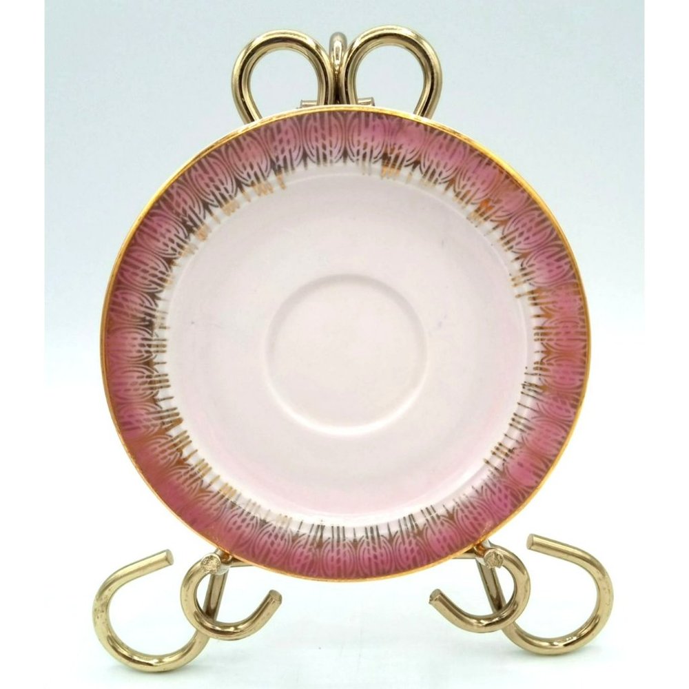 Eschenbach Bavaria Germany Vintage Saucer 5 Inch Pink and Gold Tea Cup Plate
